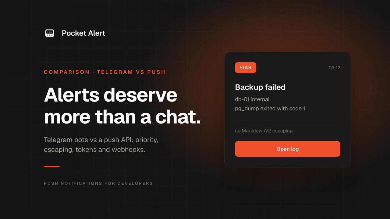 Telegram bot notifications vs a push API for developer alerts
