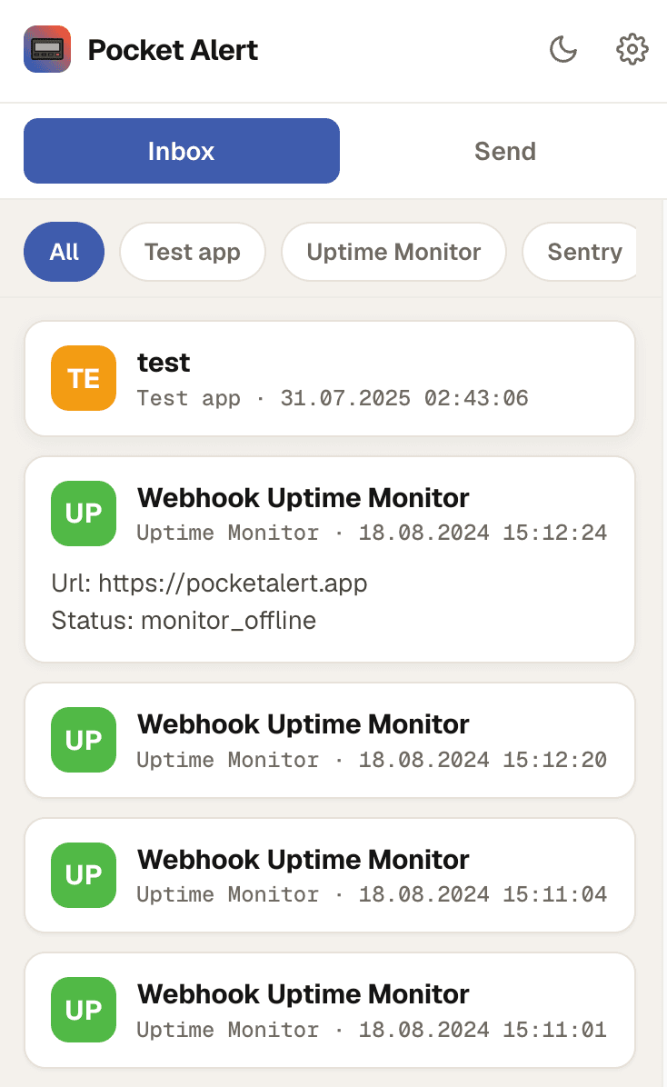 Pocket Alert extension inbox
