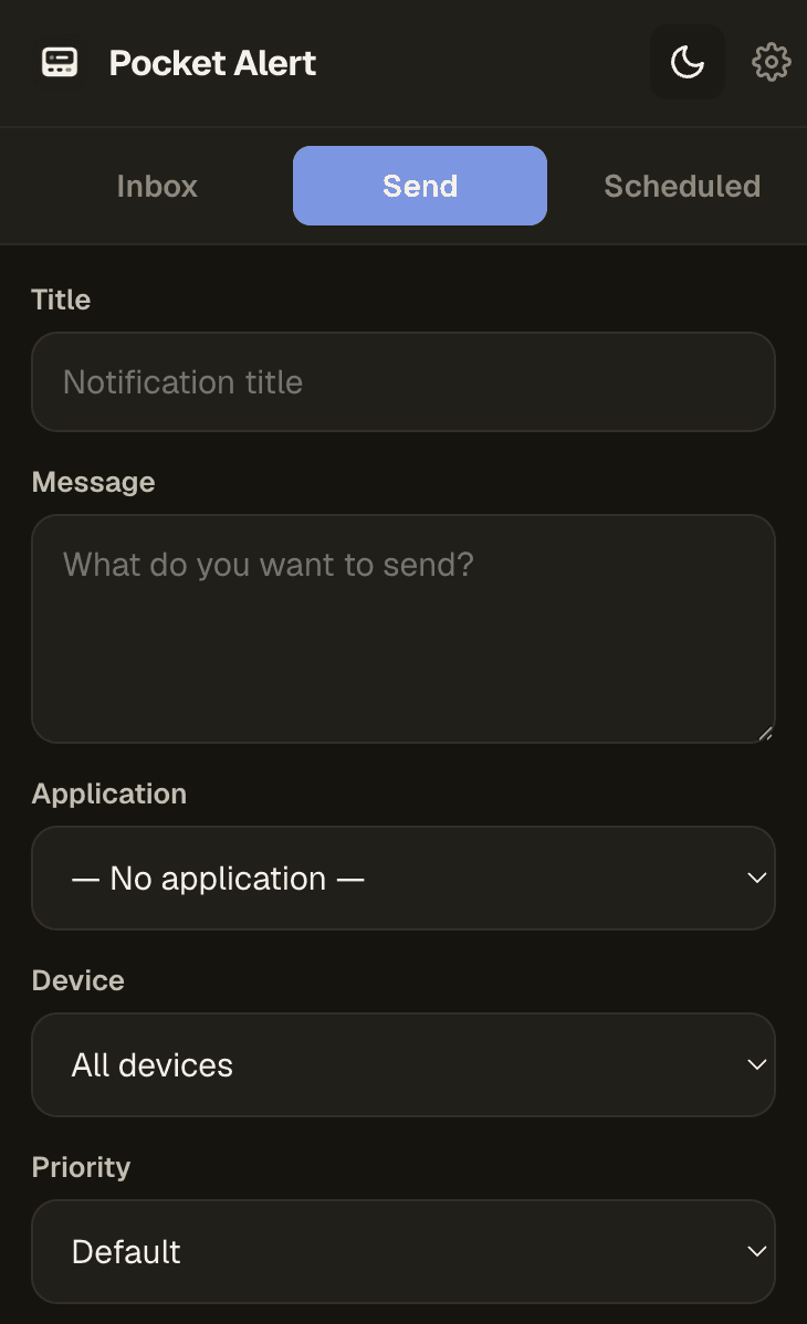 Pocket Alert extension send form