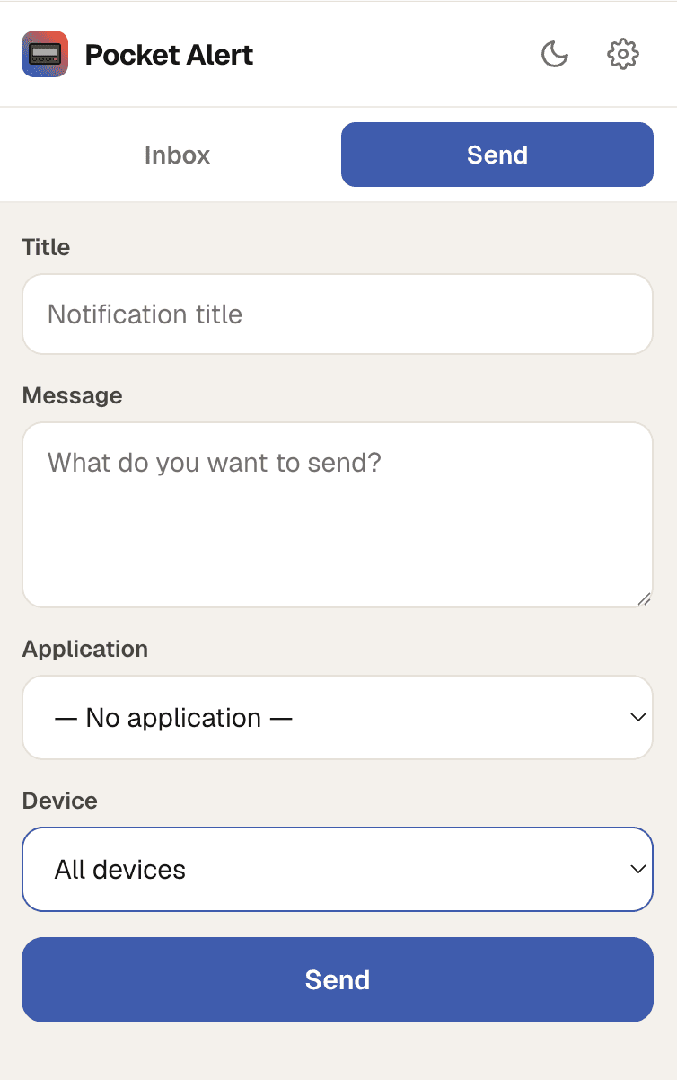 Pocket Alert extension send form