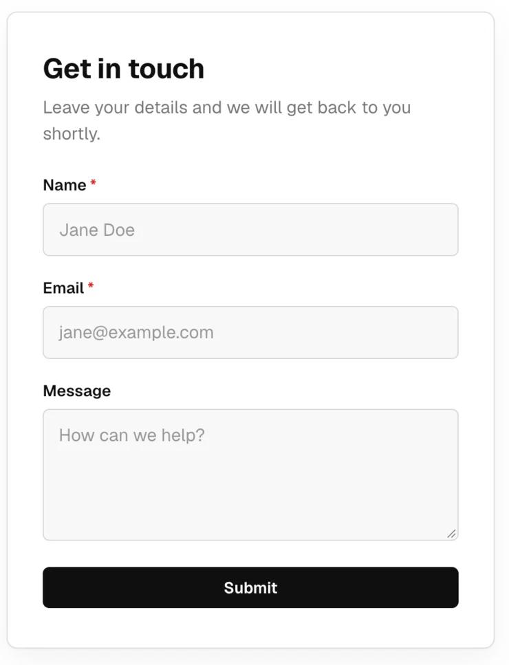 The published form a visitor fills in